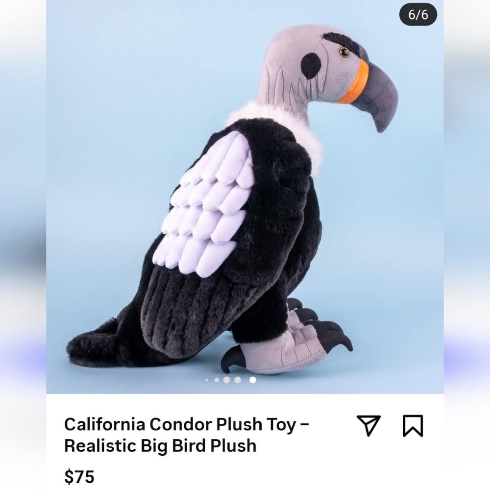 California Condor Realistic Plush 18 in. New in Sealed Package